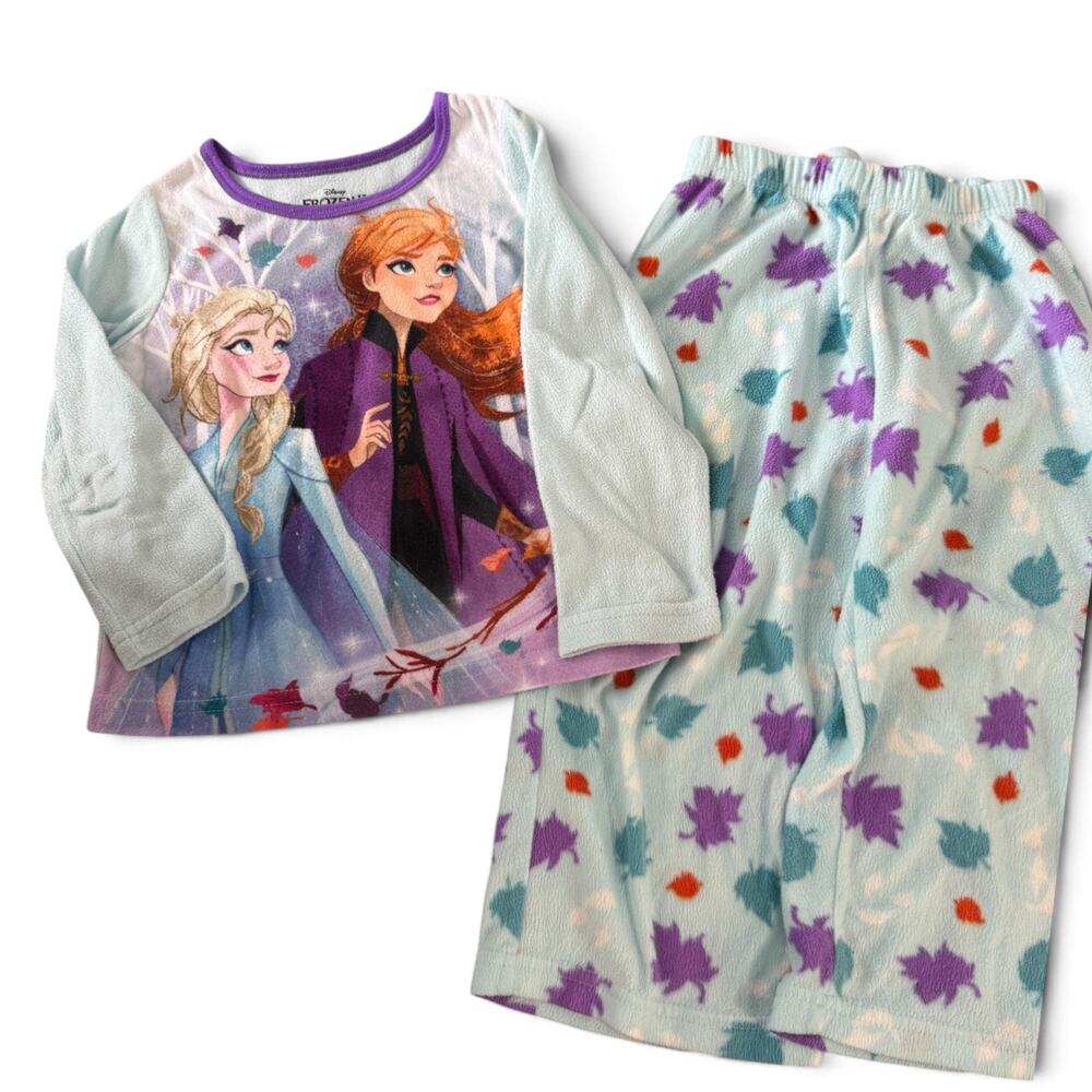 Disney Frozen Elsa and Anna Long Sleeve Pajama Set Top Pants Loungewear Size 4